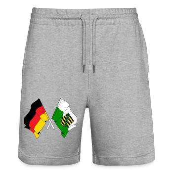 Drapeau Allemagne, Saxe - Short de jogging bio TRAINER Stanley/Stella unisexe - gris chiné - Devant - Nik (191cm) & Marisol (170cm)