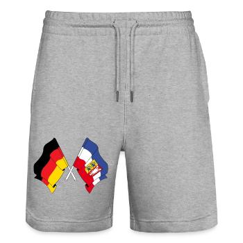 Flagge Deutschland, Schleswig Holstein - Stanley/Stella Unisex Bio Joggingshorts Trainer  - Grau meliert - Vorne - Nik (191cm) & Marisol (170cm)