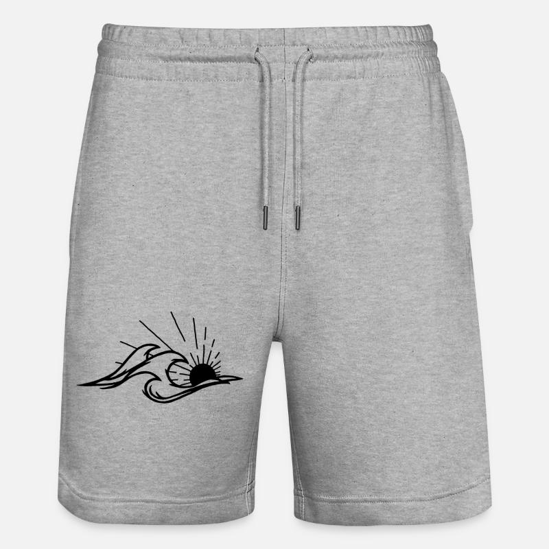 Les vagues et le soleil noir - Short de jogging bio TRAINER Stanley/Stella unisexe - gris chiné