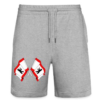 Zwei Flaggen Berlin - Stanley/Stella Unisex Bio Joggingshorts Trainer  - Grau meliert - Vorne - Nik (191cm) & Marisol (170cm)
