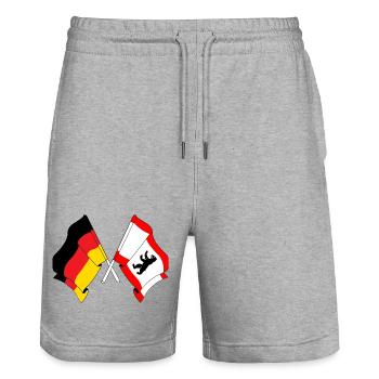 Drapeau Allemagne, Berlin - Short de jogging bio TRAINER Stanley/Stella unisexe - gris chiné - Devant - Nik (191cm) & Marisol (170cm)