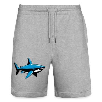 Shark - Stanley/Stella Trainer Unisex Organic Jogging Shorts - heather grey - Front - Nik (191cm) & Marisol (170cm)
