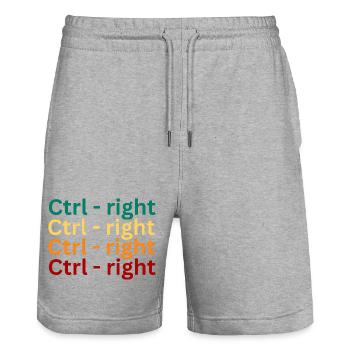 Keyboard Shortcut Pattern Design - Stanley/Stella Trainer Unisex Organic Jogging Shorts - heather grey - Front - Nik (191cm) & Marisol (170cm)