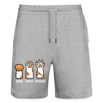 Katze Kätzchen Pfote - Stanley/Stella Unisex Bio Joggingshorts Trainer  - Grau meliert - Vorne - Nik (191cm) & Marisol (170cm)