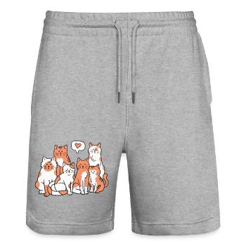 Katzen Katzenliebhaber - Stanley/Stella Unisex Bio Joggingshorts Trainer  - Grau meliert - Vorne - Nik (191cm) & Marisol (170cm)