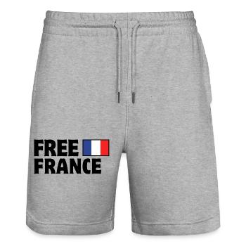 Frankreich, ich bin Franzose, es lebe Frankreich - Stanley/Stella Unisex Bio Joggingshorts Trainer  - Grau meliert - Vorne - Nik (191cm) & Marisol (170cm)