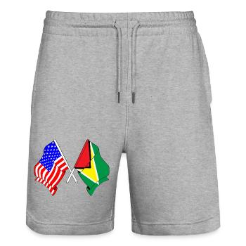 Drapeau des États-Unis et drapeau de la Guyane - Short de jogging bio TRAINER Stanley/Stella unisexe - gris chiné - Devant - Nik (191cm) & Marisol (170cm)