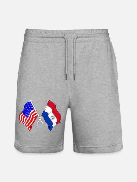 Flag USA, flag Paraguay - Stanley/Stella Trainer Unisex Organic Jogging Shorts - heather grey