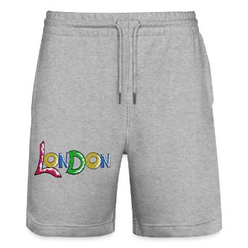 Vibrant London lettering in gradient - Stanley/Stella Trainer Unisex Organic Jogging Shorts - heather grey - Front - Nik (191cm) & Marisol (170cm)
