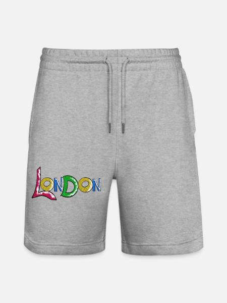 Vibrant London lettering in gradient - Stanley/Stella Trainer Unisex Organic Jogging Shorts - heather grey