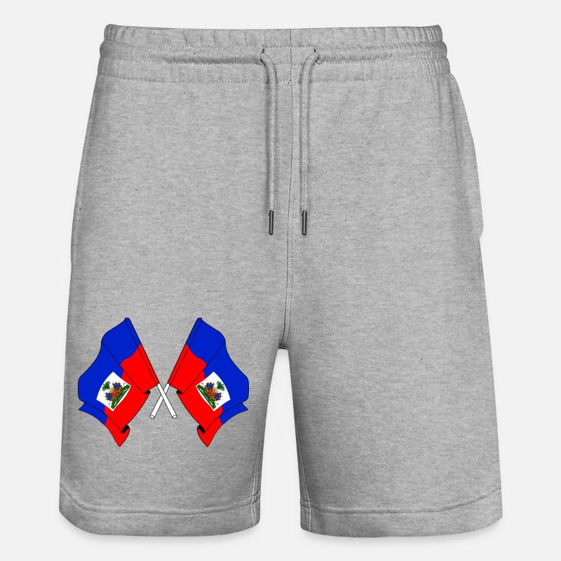 Deux drapeaux d’Haïti - Short de jogging bio TRAINER Stanley/Stella unisexe - gris chiné