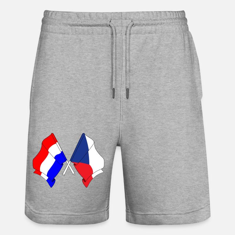 Drapeau des Pays-Bas, République tchèque - Short de jogging bio TRAINER Stanley/Stella unisexe - gris chiné