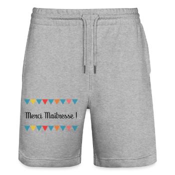MISTRESS. THANK YOU. THANK YOU MISTRESS - Stanley/Stella Trainer Unisex Organic Jogging Shorts - heather grey - Front - Nik (191cm) & Marisol (170cm)