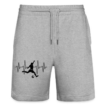 Fußball Herzschlag Schuss Spieler Fußballer Team - Stanley/Stella Unisex Bio Joggingshorts Trainer  - Grau meliert - Vorne - Nik (191cm) & Marisol (170cm)