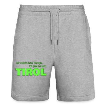 Therapie Tirol - Stanley/Stella Unisex Bio Joggingshorts Trainer  - Grau meliert - Vorne - Nik (191cm) & Marisol (170cm)