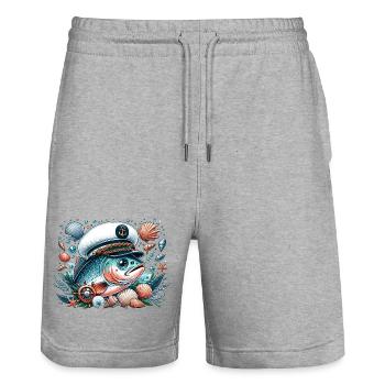 Kapitän Salmon - Stanley/Stella Unisex Bio Joggingshorts Trainer  - Grau meliert - Vorne - Nik (191cm) & Marisol (170cm)