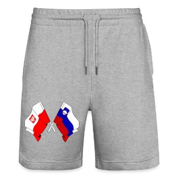 Flagge Polens und Sloweniens - Stanley/Stella Unisex Bio Joggingshorts Trainer  - Grau meliert - Vorne - Nik (191cm) & Marisol (170cm)