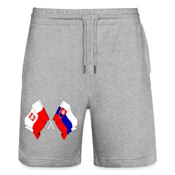 Flagge Polen, Slowakei - Stanley/Stella Unisex Bio Joggingshorts Trainer  - Grau meliert - Vorne - Nik (191cm) & Marisol (170cm)