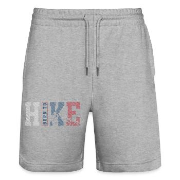 Tri-Tone Rope Frame Typography - Stanley/Stella Trainer Unisex Organic Jogging Shorts - heather grey - Front - Nik (191cm) & Marisol (170cm)