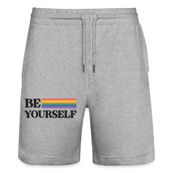 LGBT Pride Month - Be Yourself - Stanley/Stella Trainer Unisex Organic Jogging Shorts - heather grey - Front - Nik (191cm) & Marisol (170cm)