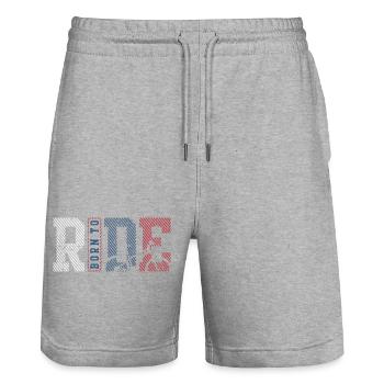 Route Rider Gestreifte Paneele - Stanley/Stella Unisex Bio Joggingshorts Trainer  - Grau meliert - Vorne - Nik (191cm) & Marisol (170cm)
