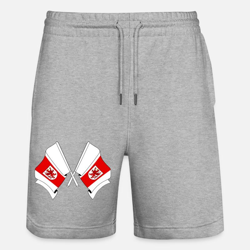 Deux drapeaux de Poméranie occidentale - Short de jogging bio TRAINER Stanley/Stella unisexe - gris chiné