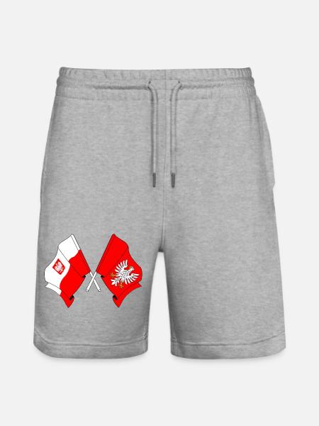 Flag Poland, Masovia crossed - Stanley/Stella Trainer Unisex Organic Jogging Shorts - heather grey