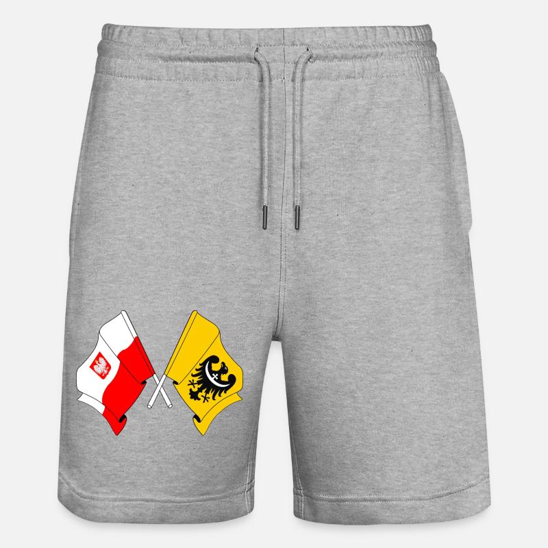 Drapeau de la Pologne, Basse-Silésie croisé - Short de jogging bio TRAINER Stanley/Stella unisexe - gris chiné