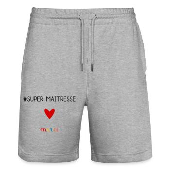 MERCI. MAÎTRESSE. MAÎTRE. MERCI MAÎTRESSE - Short de jogging bio TRAINER Stanley/Stella unisexe - gris chiné - Devant - Nik (191cm) & Marisol (170cm)