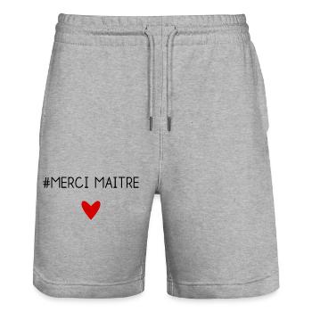 MASTER. MASTER. THANK YOU. THANK YOU, MASTER. MASTER - Stanley/Stella Trainer Unisex Organic Jogging Shorts - heather grey - Front - Nik (191cm) & Marisol (170cm)