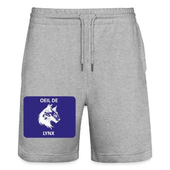 Oeil de lynx - Short de jogging bio TRAINER Stanley/Stella unisexe - gris chiné - Devant - Nik (191cm) & Marisol (170cm)