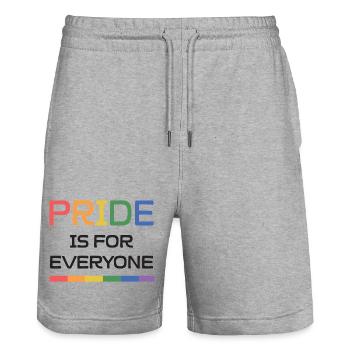 LGBTQ Pride Month - Pride is For Everyone - Stanley/Stella Trainer Unisex Organic Jogging Shorts - heather grey - Front - Nik (191cm) & Marisol (170cm)