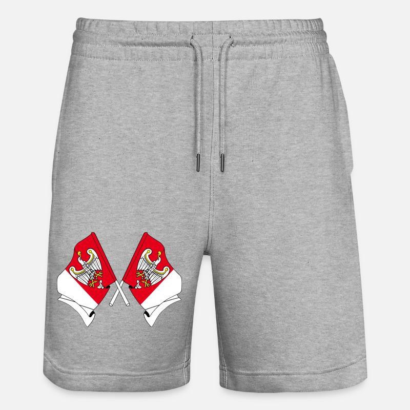 Zwei Flaggen Großpolen - Stanley/Stella Unisex Bio Joggingshorts Trainer  - Grau meliert