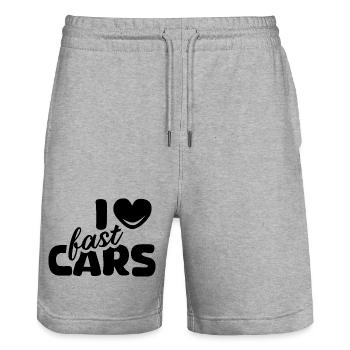 i love cars cars sports car tuner icon graphic - Stanley/Stella Trainer Unisex Organic Jogging Shorts - heather grey - Front - Nik (191cm) & Marisol (170cm)