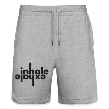 INHALE - EXHALE - Stanley/Stella Unisex Bio Joggingshorts Trainer  - Grau meliert - Vorne - Nik (191cm) & Marisol (170cm)