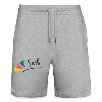 FEIERTAG. FROHE FEIERTAGE. GELIEBTE. MEISTER. LEHRER - Stanley/Stella Unisex Bio Joggingshorts Trainer  - Grau meliert - Vorne - Nik (191cm) & Marisol (170cm)