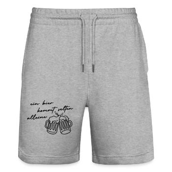 Beer - Stanley/Stella Trainer Unisex Organic Jogging Shorts - heather grey - Front - Nik (191cm) & Marisol (170cm)