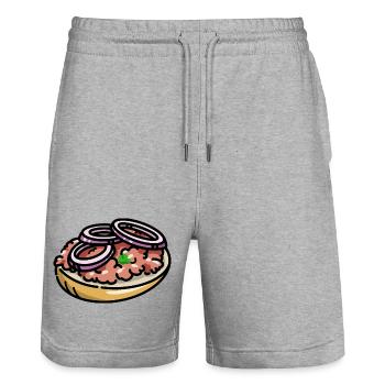 Comic Mettbrötchen Mett Hack Brötchen Zwiebeln - Stanley/Stella Unisex Bio Joggingshorts Trainer  - Grau meliert - Vorne - Nik (191cm) & Marisol (170cm)