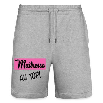 GELIEBTE. VIELEN DANK. DANKE HERRIN. GELIEBTE - Stanley/Stella Unisex Bio Joggingshorts Trainer  - Grau meliert - Vorne - Nik (191cm) & Marisol (170cm)