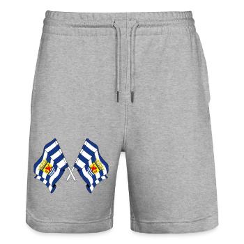 Two flags of the province of Zeeland - Stanley/Stella Trainer Unisex Organic Jogging Shorts - heather grey - Front - Nik (191cm) & Marisol (170cm)