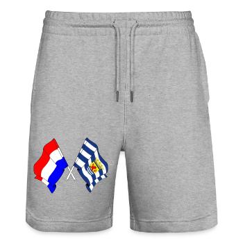 Flagge Niederlande, Zeeland gekreuzt - Stanley/Stella Unisex Bio Joggingshorts Trainer  - Grau meliert - Vorne - Nik (191cm) & Marisol (170cm)