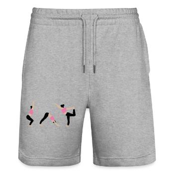 Power yoga in the gym pink - Stanley/Stella Trainer Unisex Organic Jogging Shorts - heather grey - Front - Nik (191cm) & Marisol (170cm)