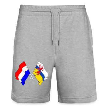Flag of the Netherlands Limburg crossed - Stanley/Stella Trainer Unisex Organic Jogging Shorts - heather grey - Front - Nik (191cm) & Marisol (170cm)