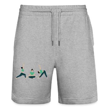 Power yoga in the gym green - Stanley/Stella Trainer Unisex Organic Jogging Shorts - heather grey - Front - Nik (191cm) & Marisol (170cm)