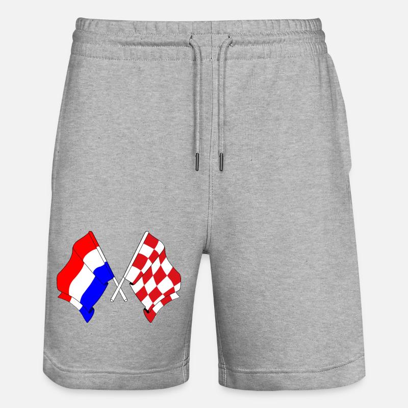 Drapeau Pays-Bas, Brabant septentrional croisé - Short de jogging bio TRAINER Stanley/Stella unisexe - gris chiné