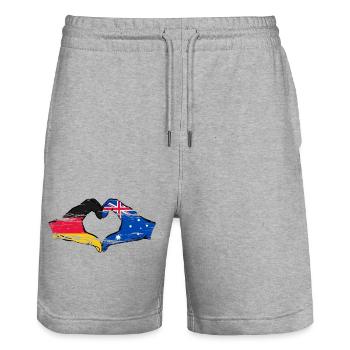 Germany Australia Flag Heart Shape Used - Stanley/Stella Trainer Unisex Organic Jogging Shorts - heather grey - Front - Nik (191cm) & Marisol (170cm)