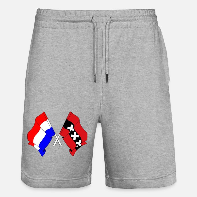 Drapeau Pays-Bas, Amsterdam croisé - Short de jogging bio TRAINER Stanley/Stella unisexe - gris chiné