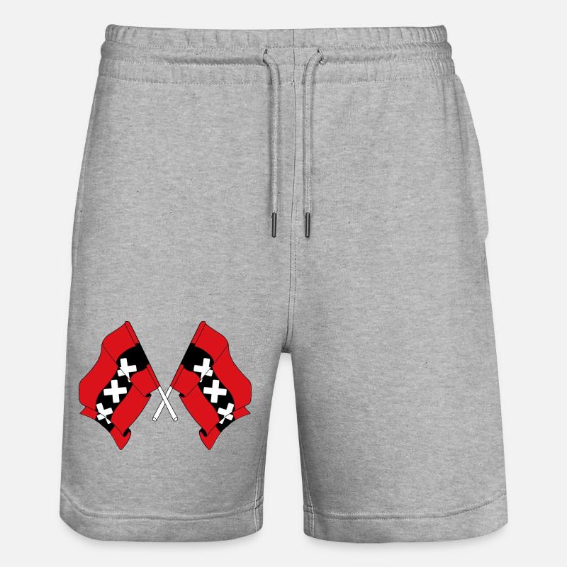 Deux drapeaux Amsterdam Pays-Bas - Short de jogging bio TRAINER Stanley/Stella unisexe - gris chiné