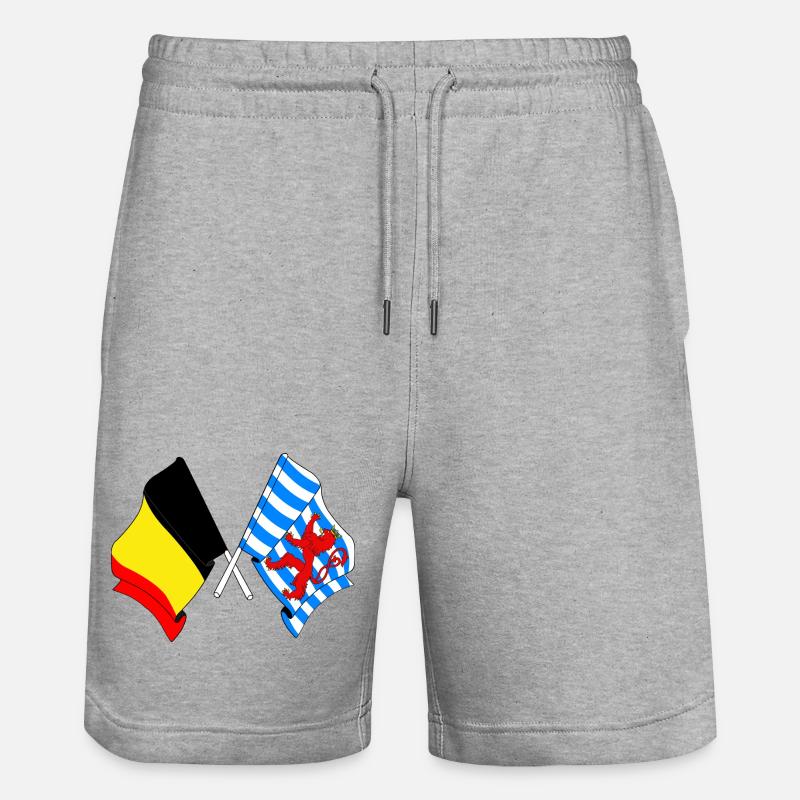Drapeau de la Belgique, du Luxembourg - Short de jogging bio TRAINER Stanley/Stella unisexe - gris chiné