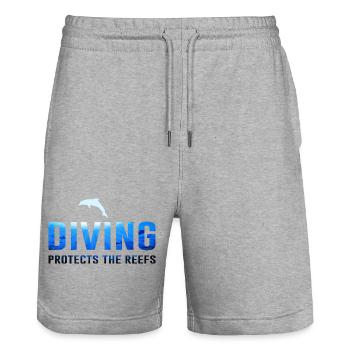Tauchen Taucher Naturschutz Spruch Delphin - Stanley/Stella Unisex Bio Joggingshorts Trainer  - Grau meliert - Vorne - Nik (191cm) & Marisol (170cm)